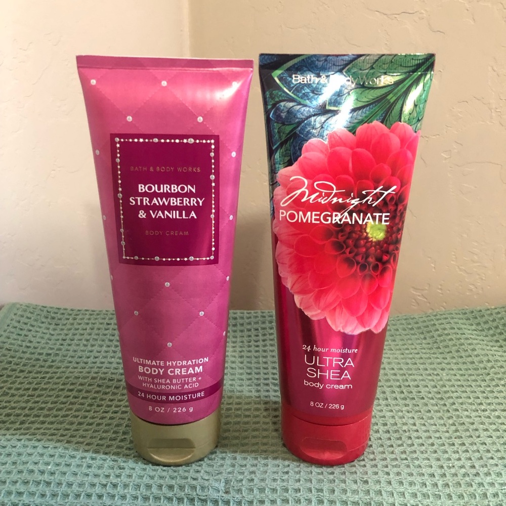 Bath & Body Works Pink Bourbon Strawberry Vanilla Midnight Pomegranate BodyCream